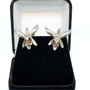Mexican 925 Silver Orchid Earrings